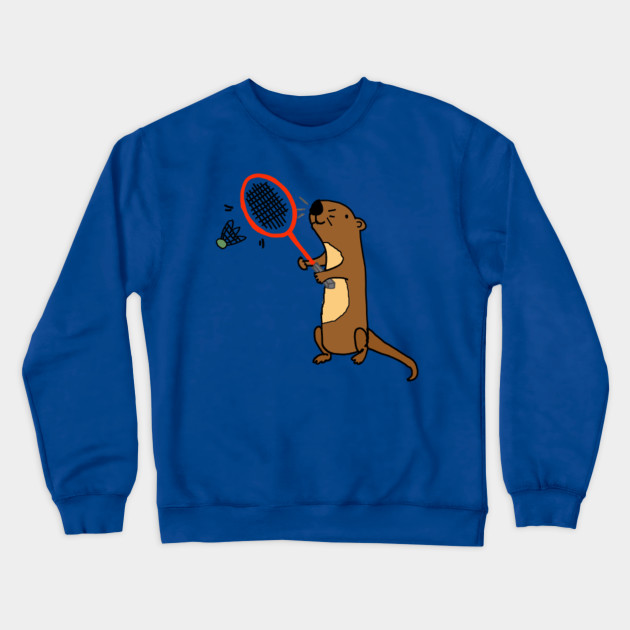 Funny Sea Otter Playing badminton Cartoon